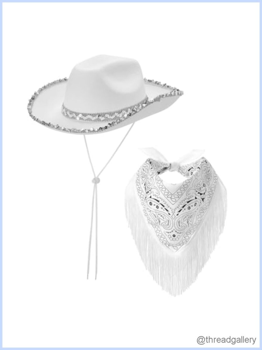 Cowgirl Hat & Bandana Set with Sequins Western Costume Party Accessory